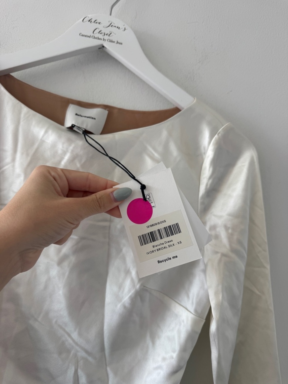 REFORMATION Blanche Silk Dress in Ivory - Picture 8 of 11